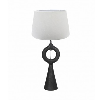 Lámpara de mesa Andronicus madera negra pantalla blanca