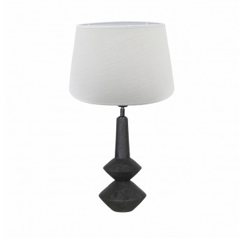 Lámpara de mesa Androniko madera negra pantalla blanca