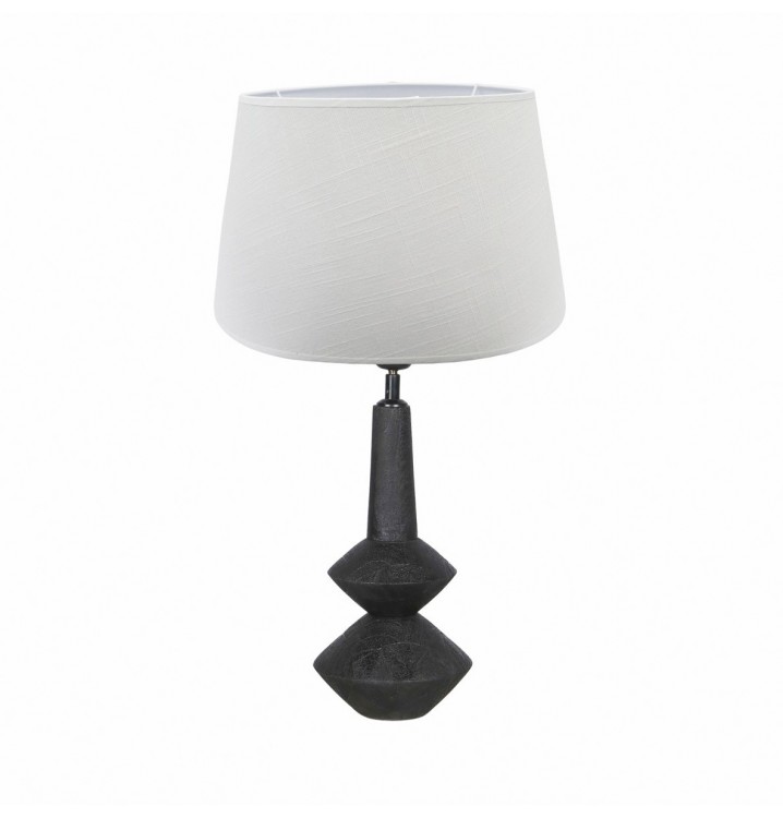 Lámpara de mesa Androniko madera negra pantalla blanca