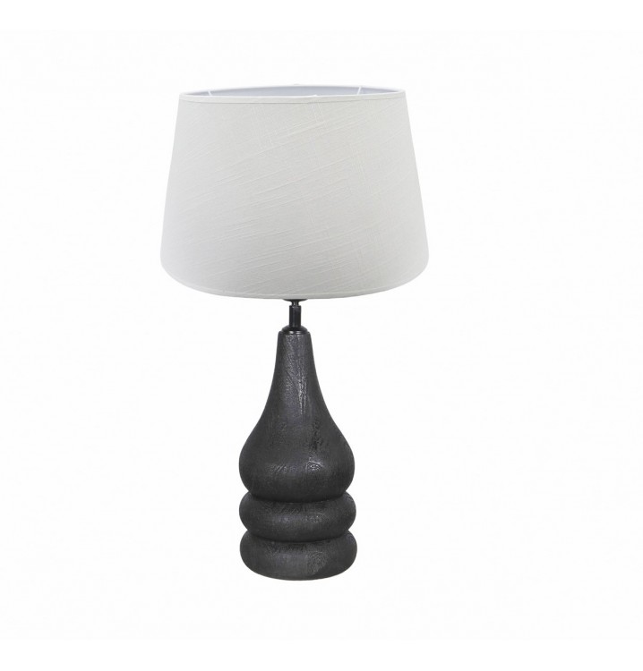 Lámpara de mesa Anicetus madera negra pantalla blanca