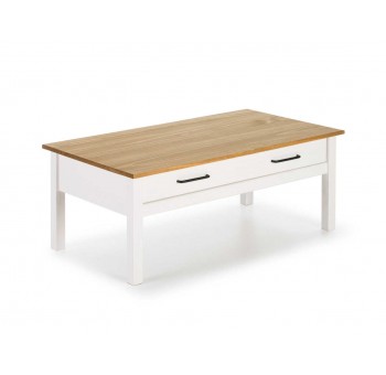 Mesa de centro Asterios madera natural y blanca 1 cajón