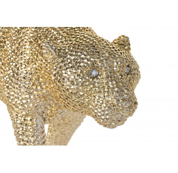 Figura Muns resina dorado relieve leopardo
