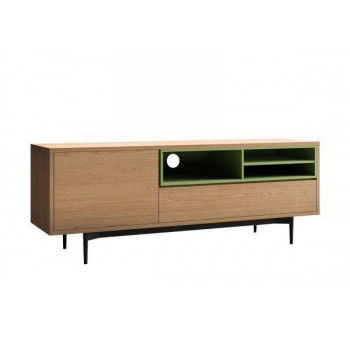 Mueble TV Lindblad 3 huecos madera roble natural verde