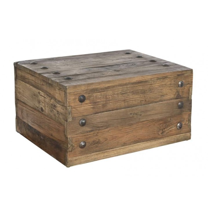 Mesa de centro caja madera con tachuelas