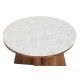 Mesa de centro redonda Sophus madera y mármol blanco