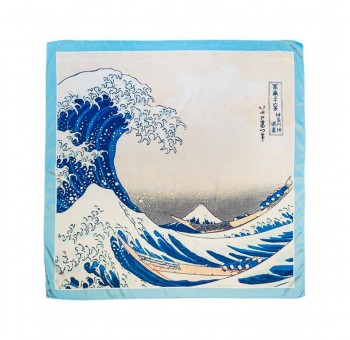 Pañuelo cuello arte 90x90 La Ola Hokusai