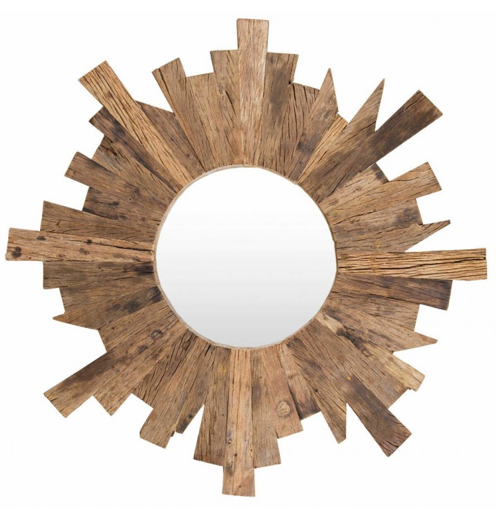 Espejo redondo Arvid madera reciclada