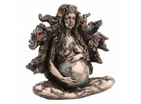 Figura escultura Gaia Madre Tierra embarazada resina bronce