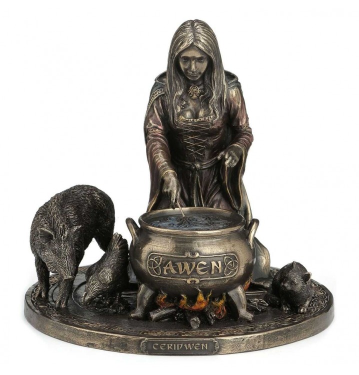 Figura escultura Ceridwen Diosa Celta Fertilidad e Inspiración resina bronce
