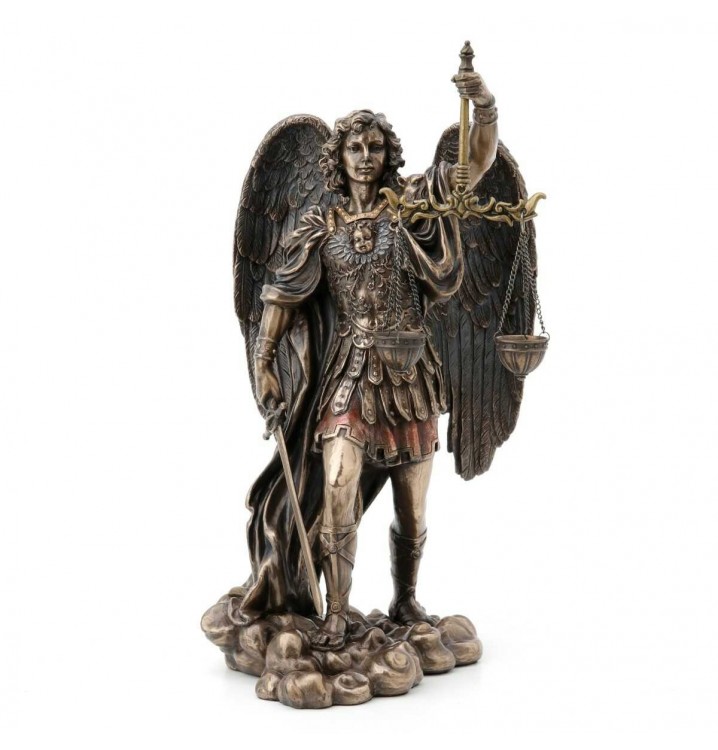 Figura San Miguel Espada y Balanza resina bronce