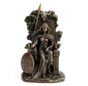 Figura Diosa Celta Escudo resina bronce