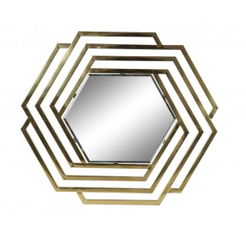 Espejo Xoly inox dorado forma hexágono