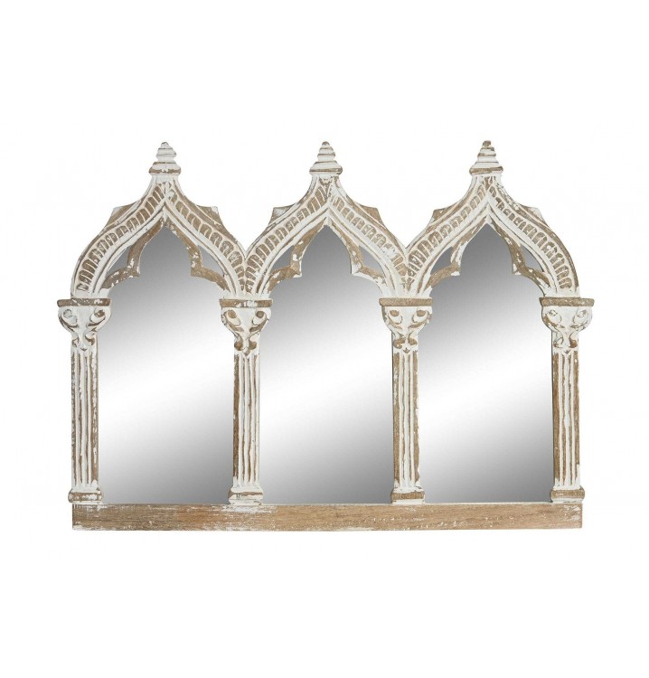 Espejo Mezq mango natural blanco simil 3 ventanas mezquita