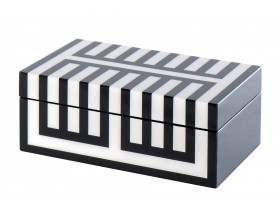 Caja lacada Blarney brillo blanco y negro