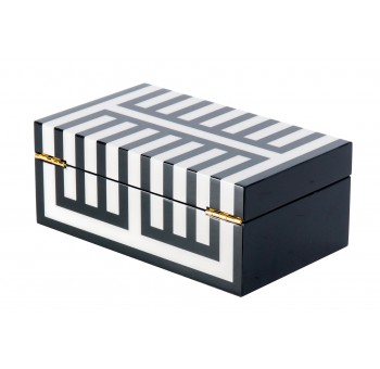 Caja lacada Blarney brillo blanco y negro