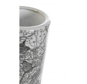 Paragüero cerámica Mapa Mundi blanco y negro