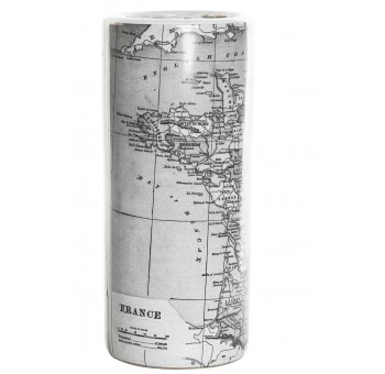 Paragüero cerámica Mapa Mundi blanco y negro