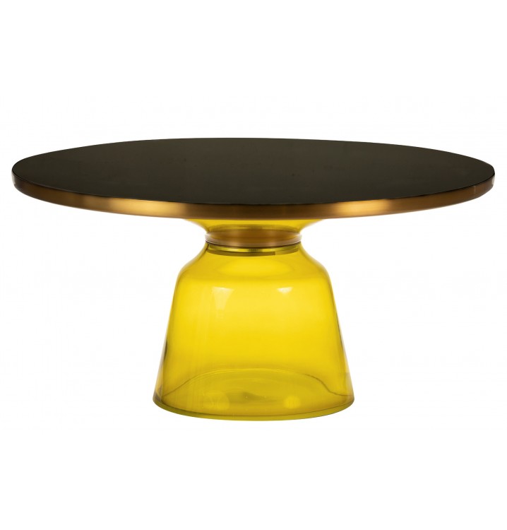 Mesa de centro Deneb cristal amarillo y negro