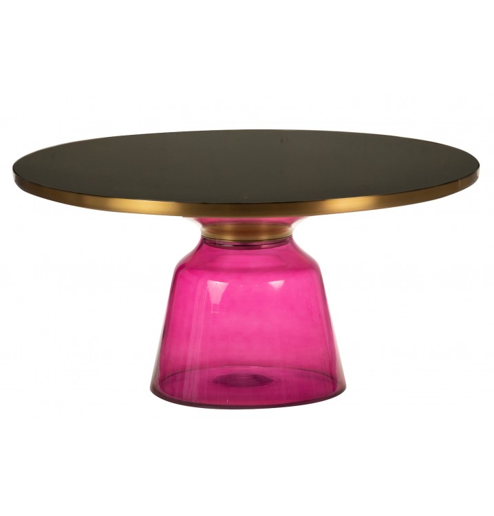 Mesa de centro Deneb cristal rosa y negro