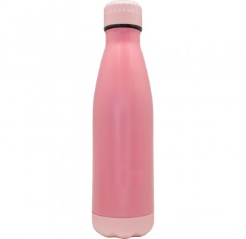 Botella 500 ml doble pared térmica acero rosa pastel