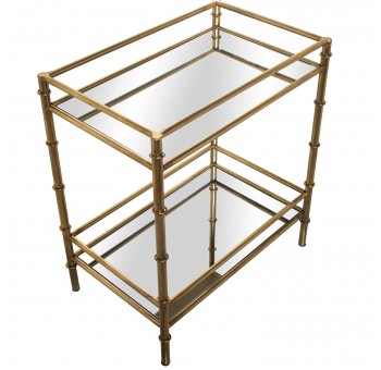 Mesa auxiliar Corsk metal dorado espejo rectangular