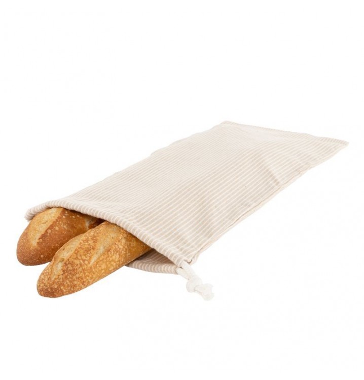 Bolsa de pan rayas beige