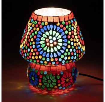 Lámpara de mesa craquelada A30 cristal multicolor