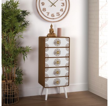 Reloj pared redondo Siriop madera natural y blanco