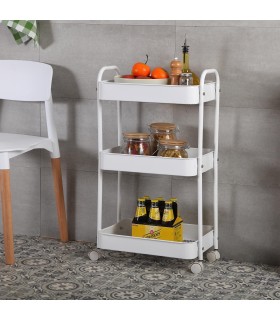 Carro Zurich 3 baldas metal blanco