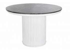 Mesa comedor redonda blanca mármol negro