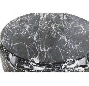 Mesa de centro redonda Brigid simil mármol negro 119x119x45
