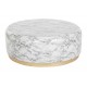 Mesa de centro redonda Brigid simil mármol blanco 119x119x45