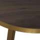 Mesa auxiliar Akalp madera color nogal metal dorado redonda set 3