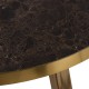 Mesa auxiliar Akalp madera efecto mármol metal dorado redonda set 3