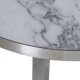 Mesa auxiliar Akalp madera efecto mármol blanco metal cromado redonda set 3