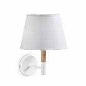 Lámpara Aplique Madera Algodón Blanco con Brazo Nordic Style