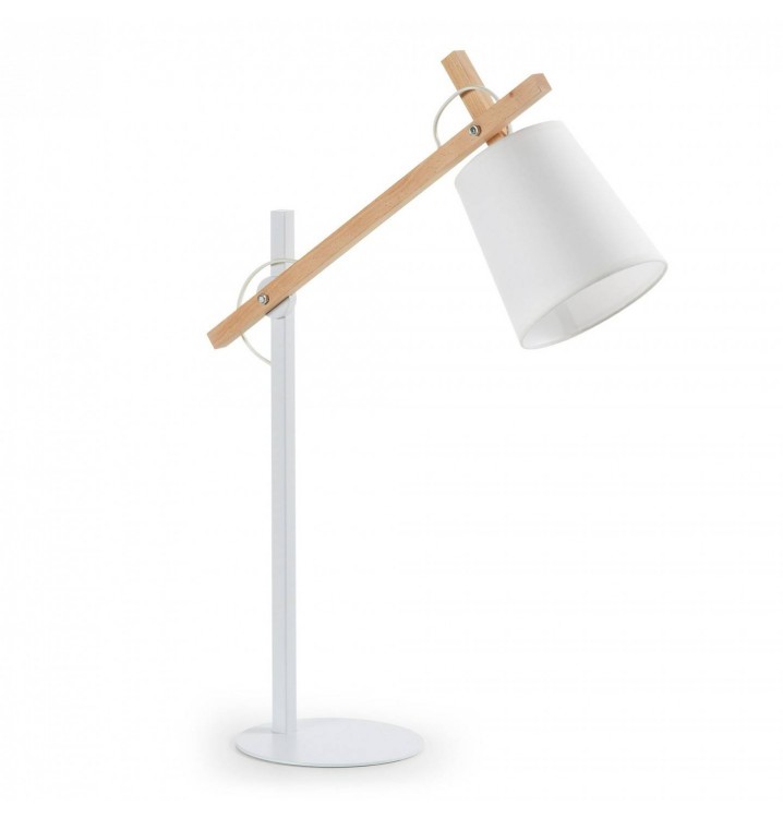 Lámpara de Sobremesa Metal Madera Blanco Nordic Style
