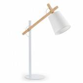 Lámpara de Sobremesa Metal Madera Blanco Nordic Style