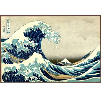 Cuadro lienzo enmarcado Hokusai La Ola 90x60