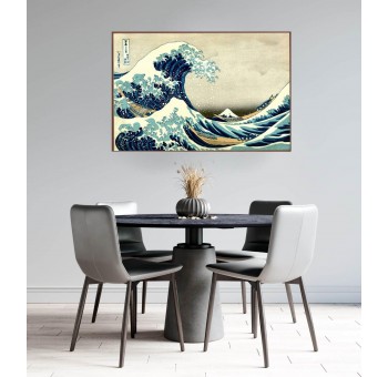 Cuadro lienzo enmarcado Hokusai La Ola 90x60