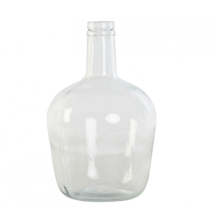 Jarrón botella antigua cristal reciclado 4L transparente