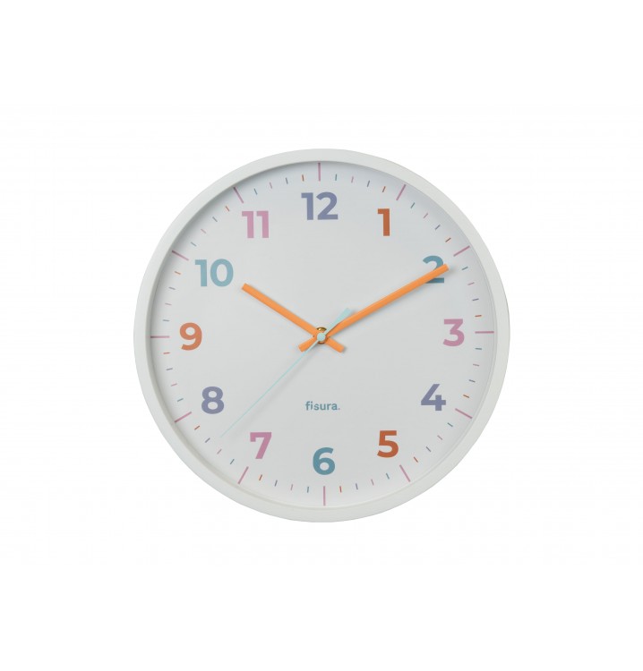 Reloj pared redondo blanco multicolor