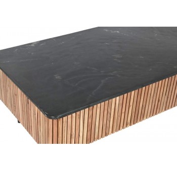 Mesa de centro Oisin madera y mármol negro 115X65X45