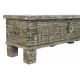 Baúl arcón 127X43X46 madera tallada turquesa