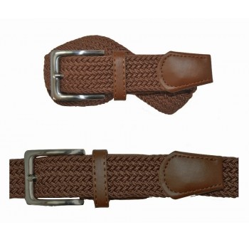 Cinturón goma trenzado adulto marrón