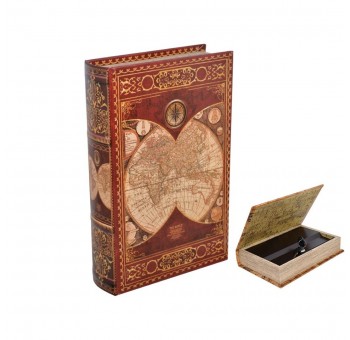Caja fuerte libro decoración Mapa Mundi
