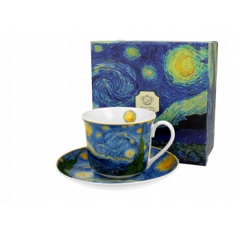 Taza jumbo con plato Van Gogh Noche Estrellada en caja regalo