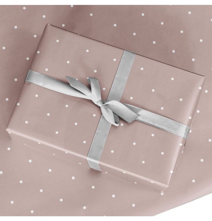 Papel de regalo en rollo Dots rosa pastel
