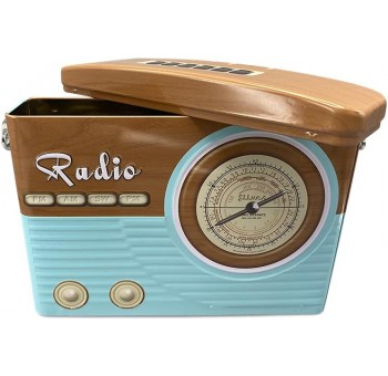 Caja lata Radio vintage azul