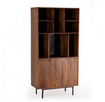 Mueble librería 2 puertas Sisak acero y madera de mango 85X170